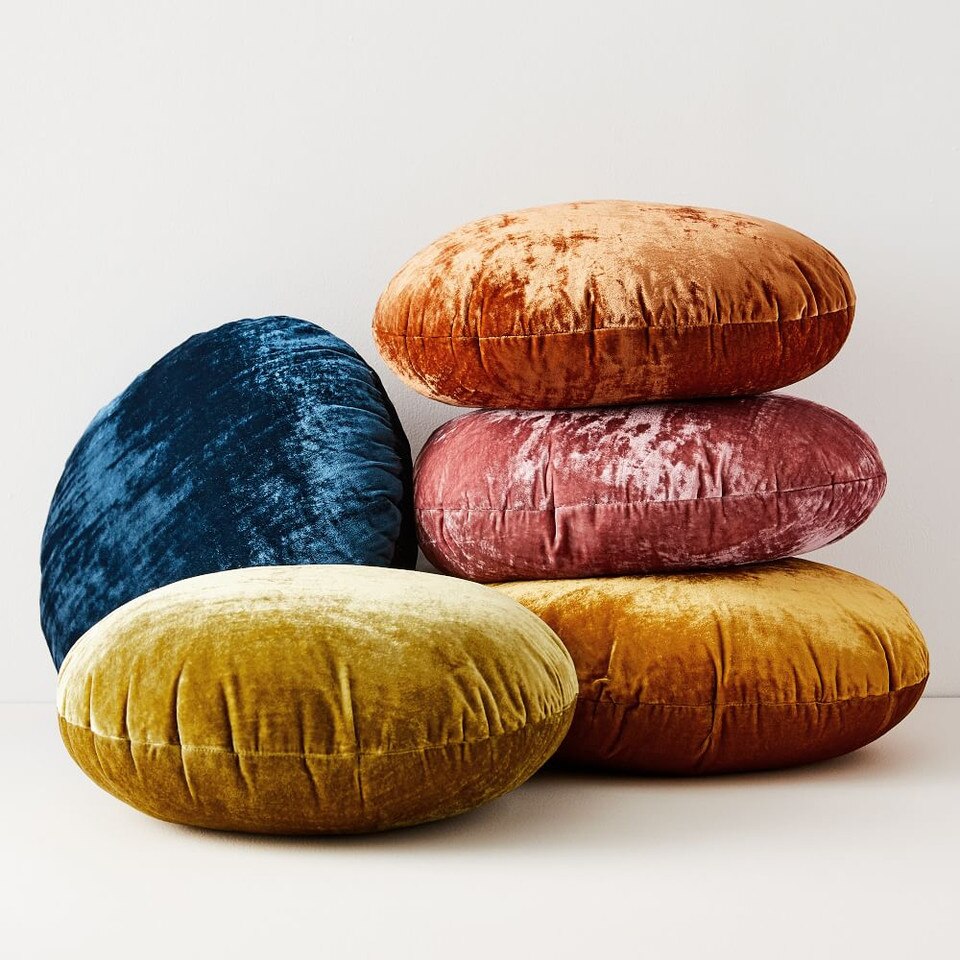 Round Lush Velvet Cushions west elm United Kingdom